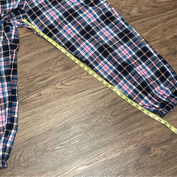 Victoria’s Secret Plaid Pajama Joggers Pink Blue Black White Metallic Silver XL - Picture 11 of 12